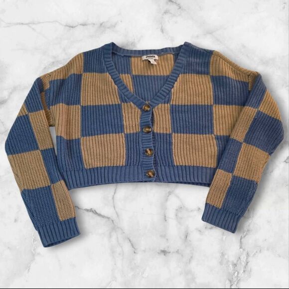 RSQ Tops - RSQ Knit Blue & Tan Cardigan XL